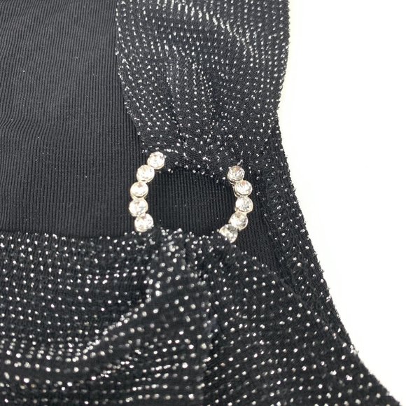 3/$25 Vintage Metallic Silver Sparkly Asymmetrical One Shoulder Top Shir… - Picture 3 of 7